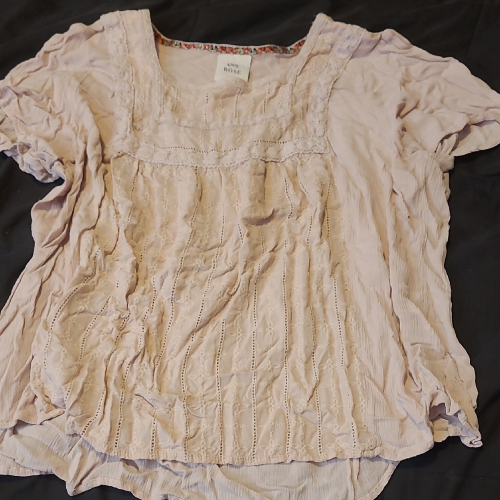 Knox Rose Light Pink Eyelet Pullover Blouse
